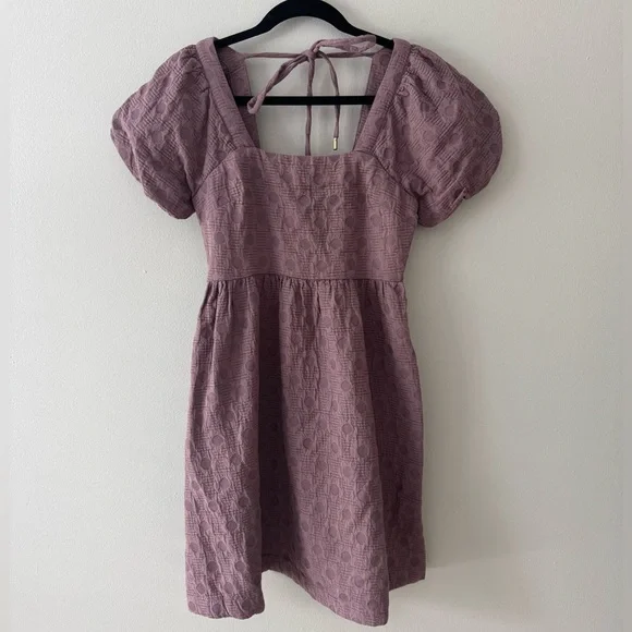 Madewell Quilted Puff-Sleeve Mini Dress in Fig Multi Jaq XXS - Picture 2 of 7